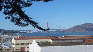 View of the Fort Mason historic military buildings